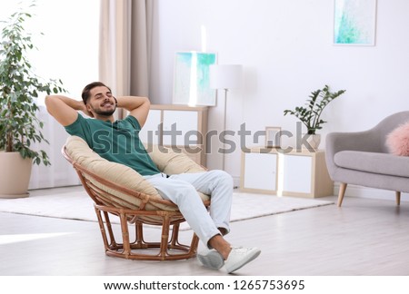 Similar – Image, Stock Photo Calm man relaxing on beach at sundown