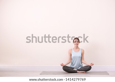 Similar – Image, Stock Photo Relaxed woman meditating near singing bowl