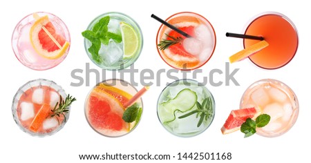 Similar – Image, Stock Photo Glasses of fresh infused water on table