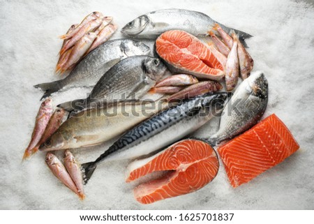 Image, Stock Photo Various fish fillets on kitchen table