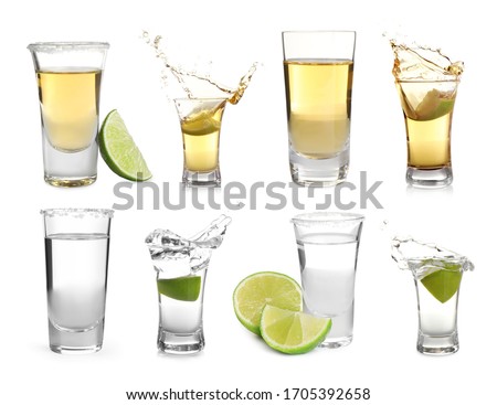 Image, Stock Photo Tequila shots with salt and lemon