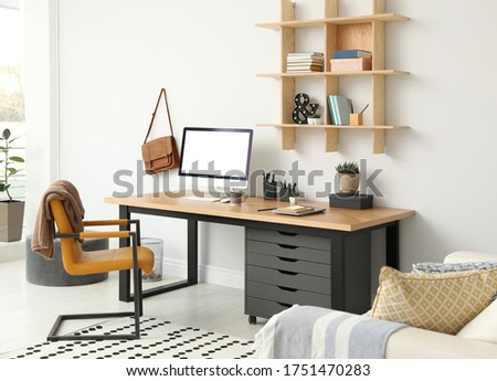 Similar – Image, Stock Photo Workplace with modern computer and smartphone