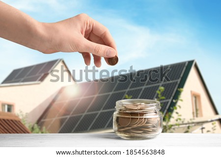 Similar – Image, Stock Photo Solar power station against the blue sky. Alternative energy concept