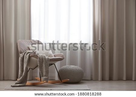 Beautiful curtains on window in stylish room interior ストックフォト © 