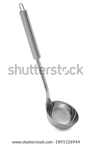 New soup ladle isolated on white. Kitchen utensils Stock foto © 