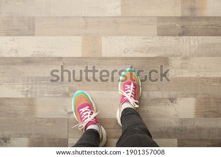 Similar – Image, Stock Photo Top view of feet on sand