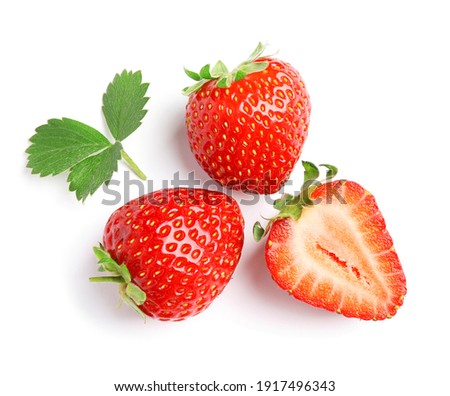 Similar – Image, Stock Photo Top view of strawberries over dark marble