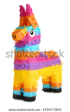 Bright colorful donkey pinata isolated on white Сток-фото © 