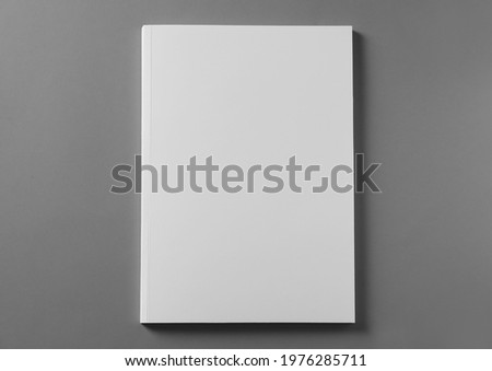 Brochure with blank cover on light grey background, top view Stock fotó © 