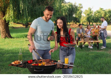 Similar – Foto Bild Grillen im Park Fleisch