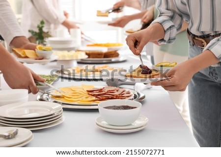 Similar – Image, Stock Photo Bread and dishware near window of countryside dwelling