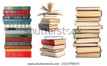 Similar – Image, Stock Photo Old books Stack Many