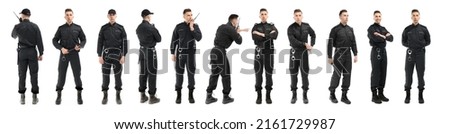 Similar – Image, Stock Photo Professional policemen in protective gear during dangerous operation