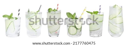 Similar – Image, Stock Photo Homemade refreshing mocktail with soda and orange juice