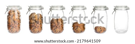 Image, Stock Photo Glass jar containers full with dried uncooked food ingredients