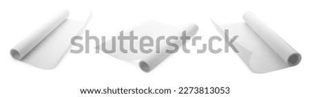 Similar – Image, Stock Photo many colorful paper rolls are stacked on a brown wooden table