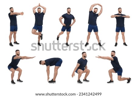 Image, Stock Photo Young man doing exercises outside on grass during his calisthenics workout