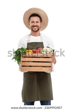 Similar – Image, Stock Photo Male gardener holding freshly harvested turnips from garden