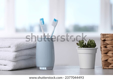 Similar – Image, Stock Photo two plastic toothbrushes