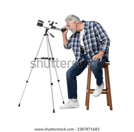 Similar – Image, Stock Photo Elderly man looking through window in twilight