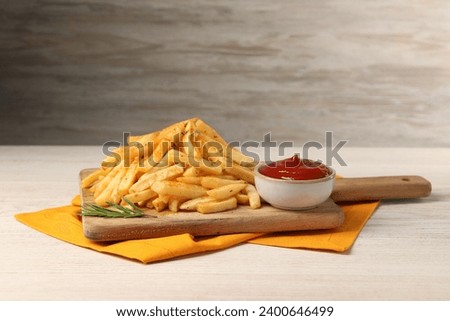 Similar – Image, Stock Photo fries French fries Ketchup