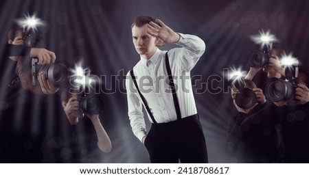 Similar – Image, Stock Photo Male photographer taking picture with camera on street