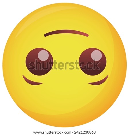 Emoticon with slight smile turned upside down isolated on white, vector illustration. Representing joking, irony, sarcasm, being silly