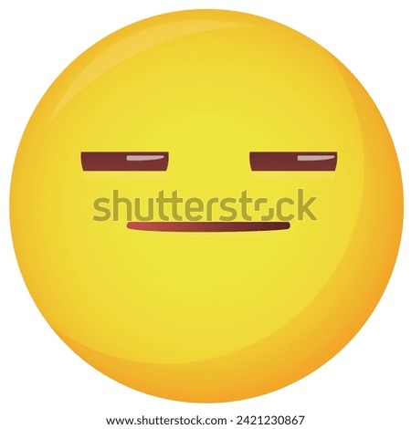 Emoticon with closed eyes and mouth isolated on white, vector illustration. Representing expressionless face, indifference, tiredness, annoyance, frustration, extreme boredom and sleepiness