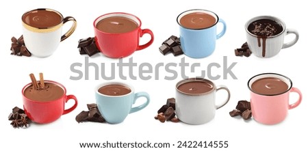 Image, Stock Photo A cup of cocoa with gingerbread cookies and a candy cane on a white table