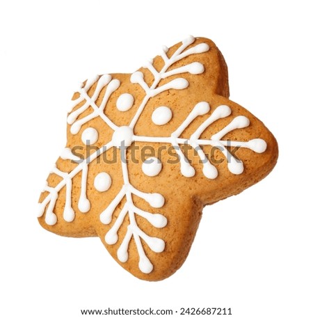 Similar – Image, Stock Photo Gingerbread cookies isolated on a blue background. Christmas homemade cookies top view