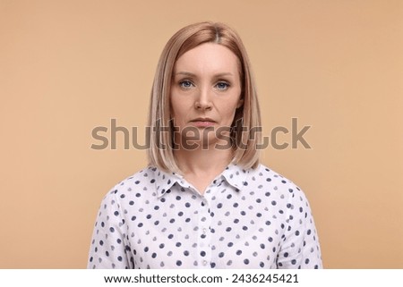 Similar – Image, Stock Photo Portrait of tired woman sleeping on bus.