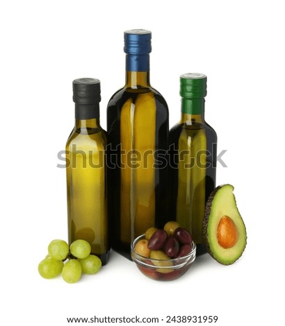 Similar – Image, Stock Photo Olives. A variety of green, black and red olives, with leaves, shot from the top with a place for text