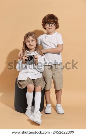 Similar – Image, Stock Photo blond Hipster girl kid holds thumbs up