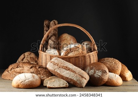 Similar – Image, Stock Photo Fresh bread on table in kitchen