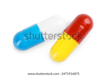 Similar – Image, Stock Photo Colourful pills on red background