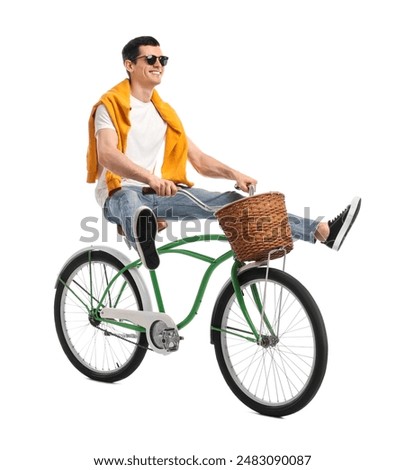 Image, Stock Photo Young man riding bicycle