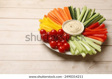 Image, Stock Photo Tasty homemade hummus on table