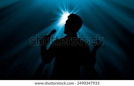 Similar – Image, Stock Photo Male musician with microphone in studio