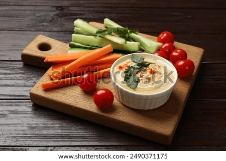 Similar – Image, Stock Photo Tasty homemade hummus on table