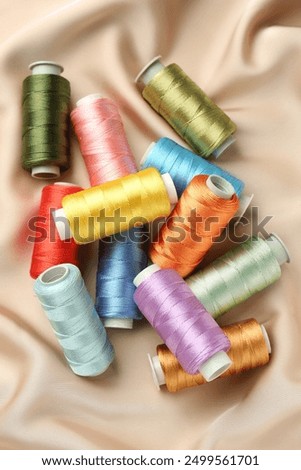 Image, Stock Photo Sewing threads in different colours in a box