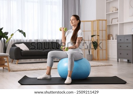 Similar – Image, Stock Photo Pregnant woman doing yoga at home