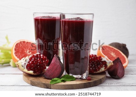 Similar – Image, Stock Photo Beetroot and fresh smoothie on wooden table