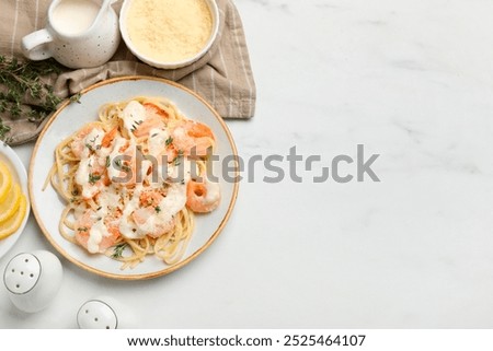 Similar – Image, Stock Photo Shrimps served on white plate