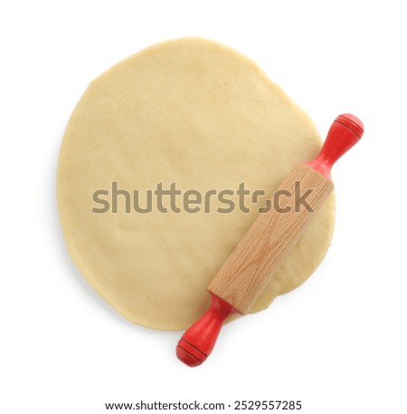 Similar – Image, Stock Photo Pie dough and rolling pin above view.