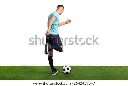 Similar – Image, Stock Photo Sporty man with ball standing in park