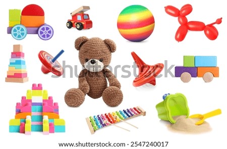 Similar – Image, Stock Photo teddys of different color shaking hands on the sofa