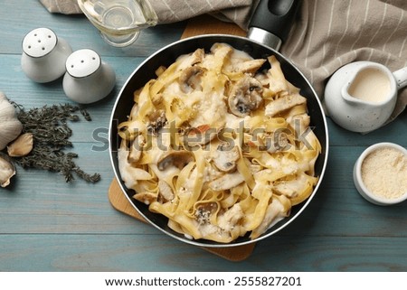 Similar – Image, Stock Photo Composition of pasta and kitchenware on table