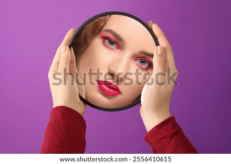 Similar – Image, Stock Photo Round mirror in the mountain landscape in summer sunshine for car traffic at Kocaeli Kartepe at Sapanca Gölü in Sakarya Province, Turkey