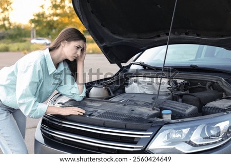 Image, Stock Photo Woman with hood outdoor