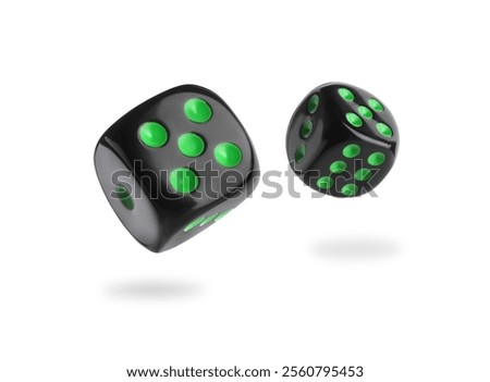 Similar – Image, Stock Photo Two dice fall from a leather dice cup